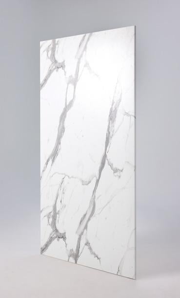 Wetwall Panel Calacatta Statuario 30in x 72in Groove Edge to Flat Edge W7036