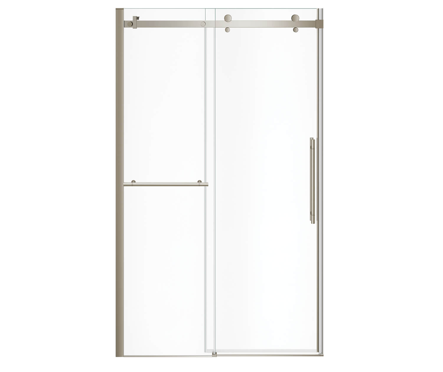MAAX 138465-900-305-000 Vela 44 ½-47 x 78 ¾ in. 8mm Sliding Shower Door with Towel Bar for Alcove Installation with Clear glass in Brushed Nickel