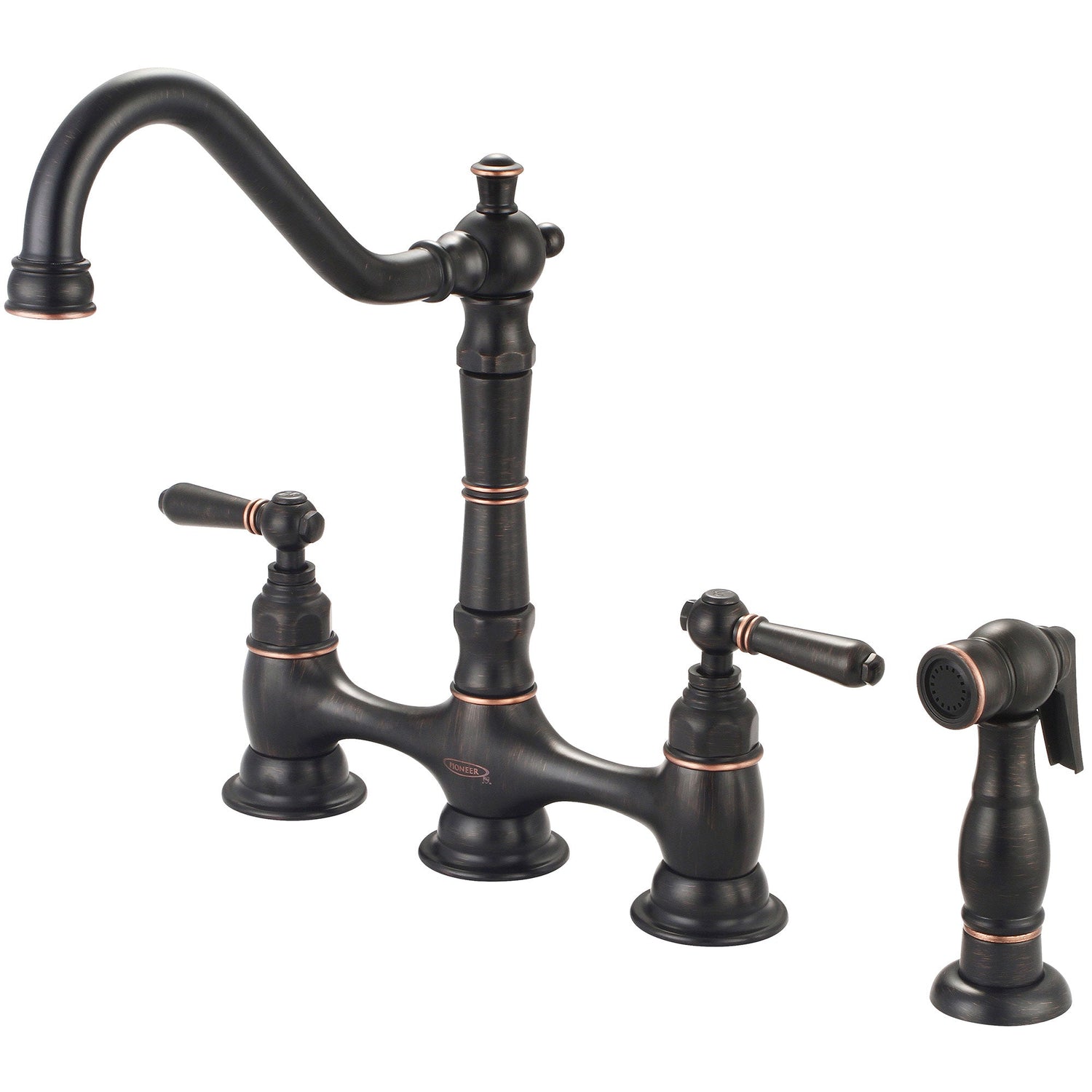 Pioneer 2AM501-MZ Americana Two Handle Kitchen Bridge Faucet in Moroccan Bronze
