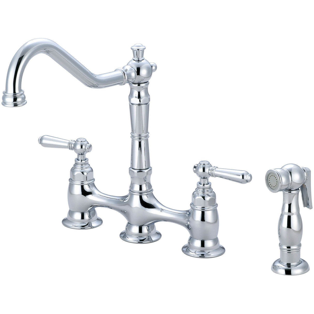 Pioneer 2AM501 Americana Two Handle Kitchen Bridge Faucet in Polished Chrome