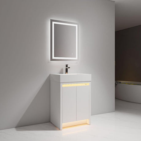 Blossom Capri 24″ Vanity with Dual LED Illumination - Glossy White & Classic Oak