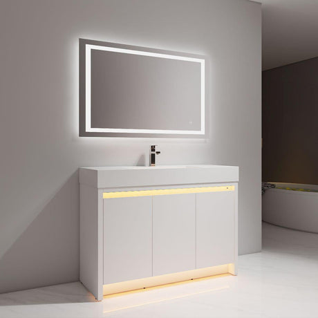 Blossom Capri 48″ Single sink Vanity with Dual LED Illumination - Glossy White & Classic Oak