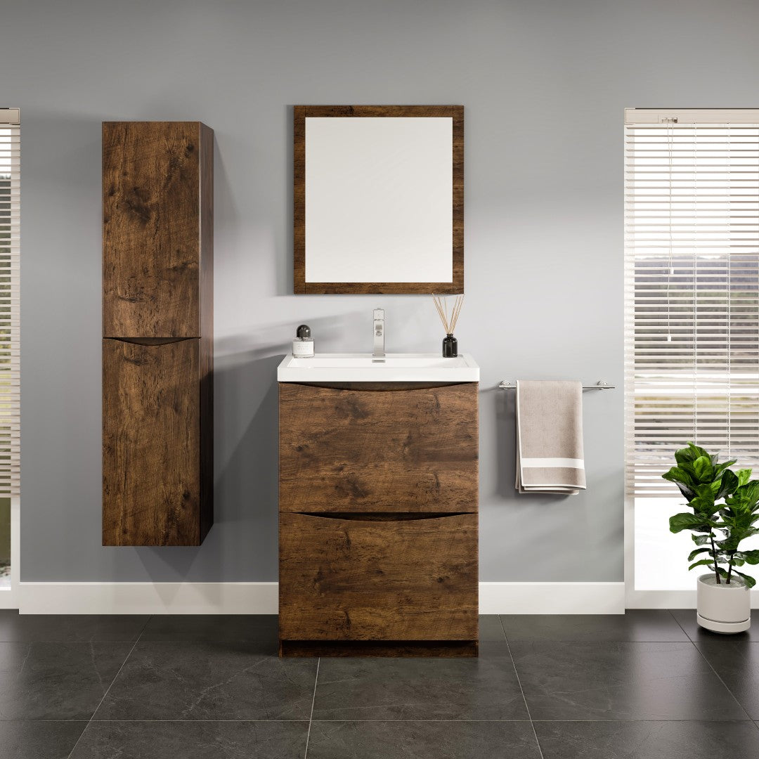 Smile 24 in. Rosewood Single Sink Bath Vanity with Acrylic Top and Integrated Sink