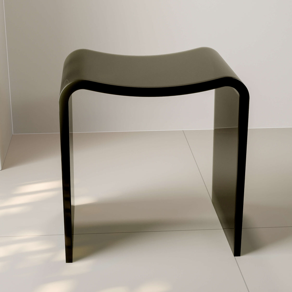 New England Home Goods Rainier 16" Shower Stool in White - Stone Resin Solid Surface