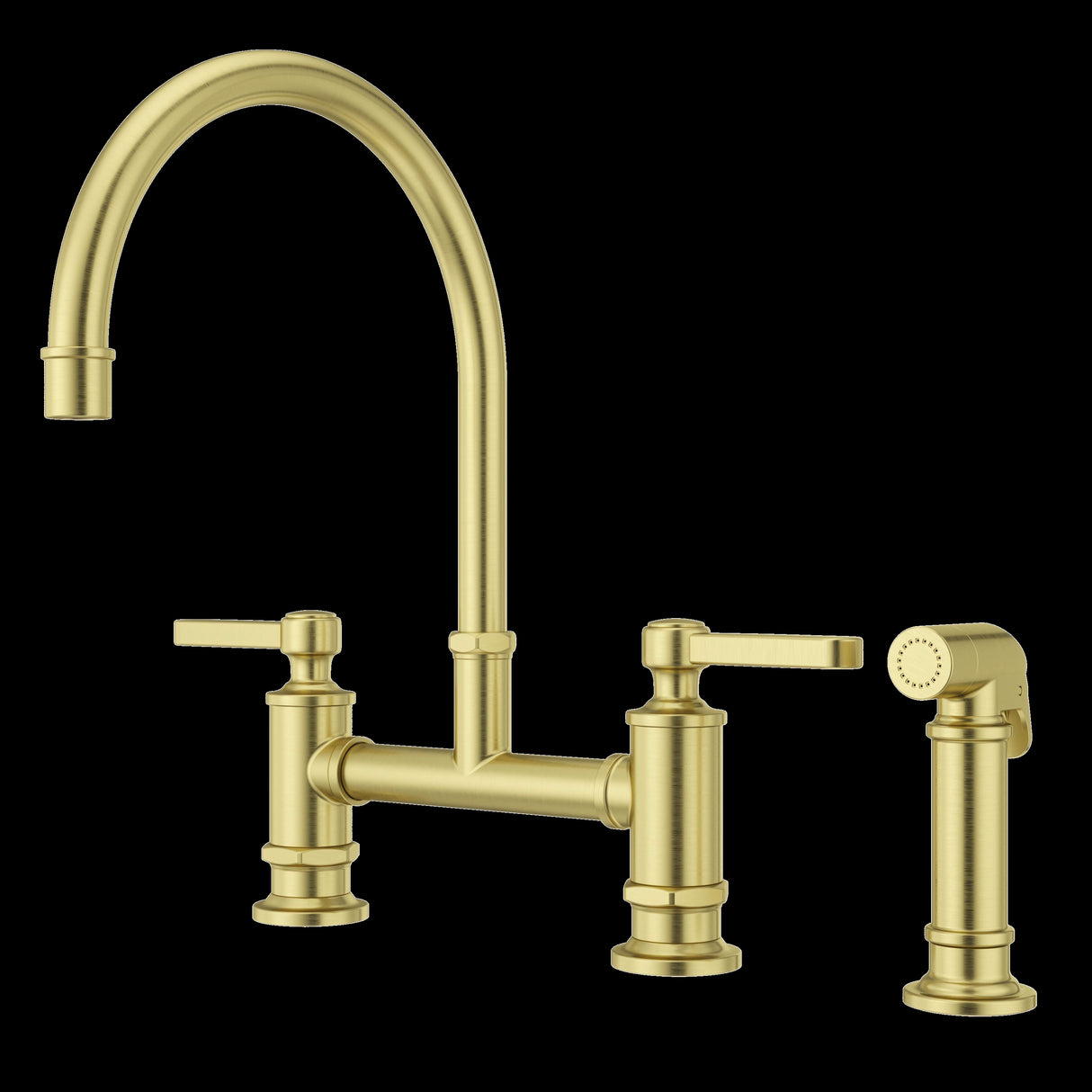 Port Haven 2-Handle Kitchen Faucet with Side Spray in Brushed Gold