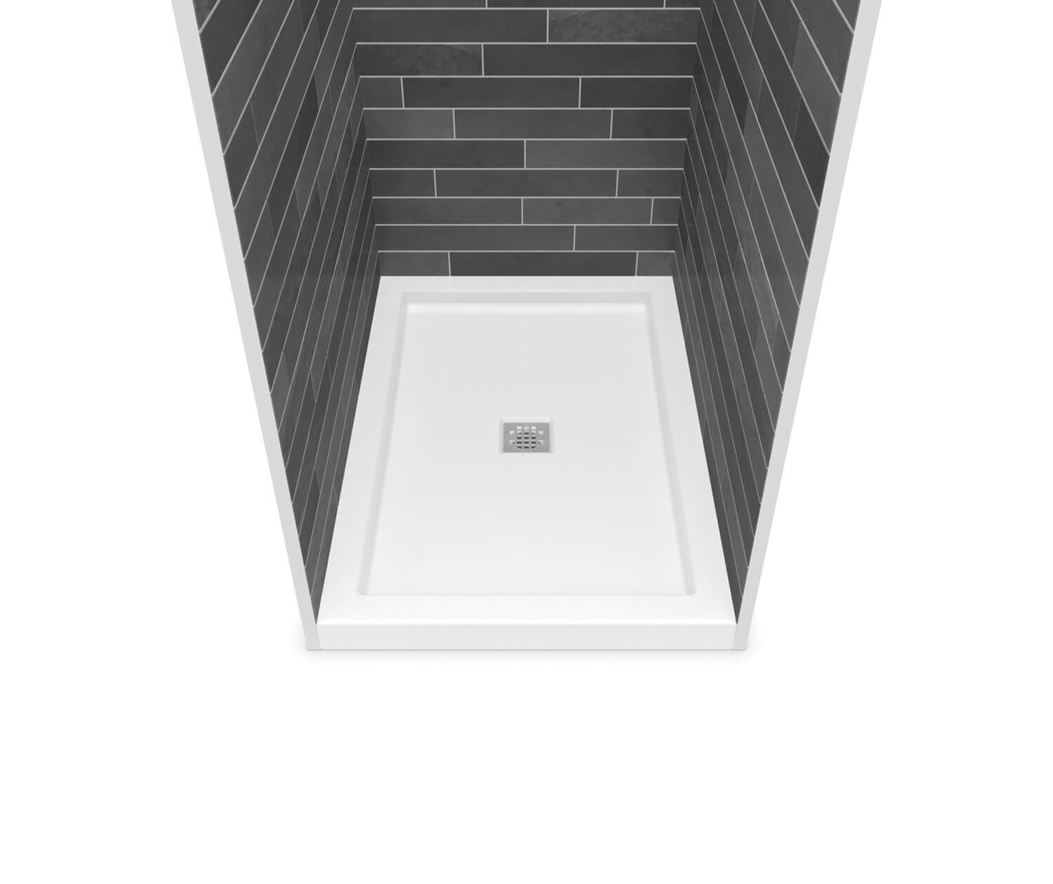 MAAX 420001-504-001-100 B3Square 4832 Acrylic Alcove Deep Shower Base in White with Center Drain