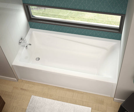 MAAX 106187-003-001-002 Exhibit 7242 IFS Acrylic Alcove Right-Hand Drain Whirlpool Bathtub in White