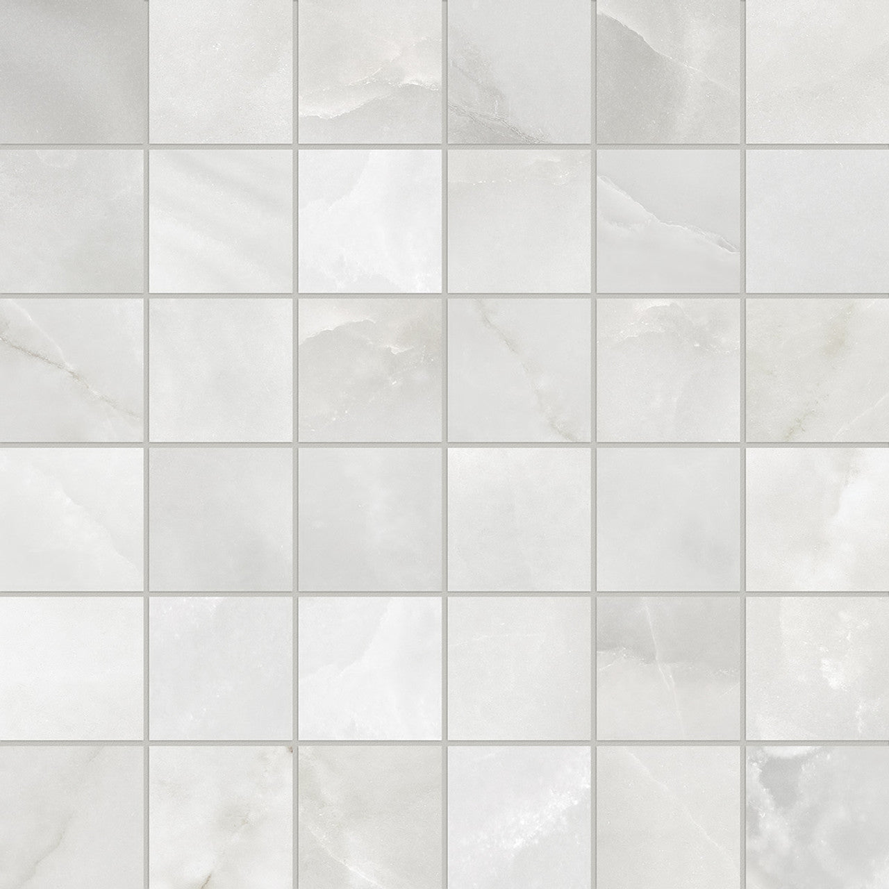 Anatolia Tile 2X2 La Marca Onyx Honed 36 Piece Porcelain Mosaics. 1 Sheet = .96 Sf. 4501-0372-0 (68-473) Onyx Nuvolato 2x2 Honed - premium natural stone mosaic tile from Anatolia Tile, available at PoshHaus showroom in Keene, NH