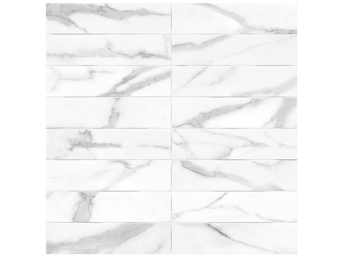 Anatolia Tile 3X12 Raffino Plane Statuario Matte 4000-0277-0 Statuario Valore Artisan - premium natural stone mosaic tile from Anatolia Tile, available at PoshHaus showroom in Keene, NH