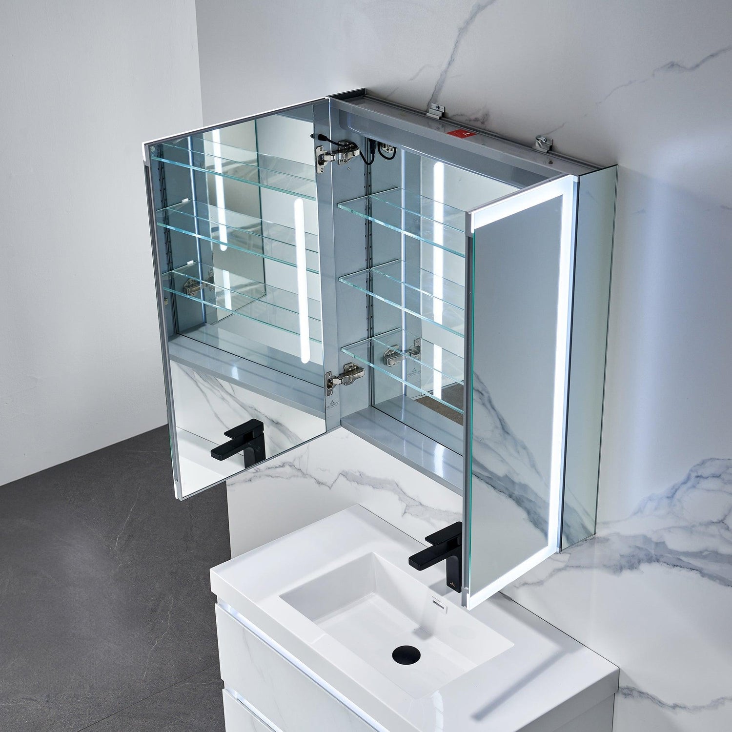 Capella LED Medicine Cabinet – Modern Vanity Mirror with Built-in Defogger and Touch Controls