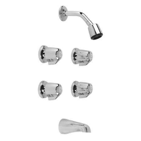 Gerber G074643083 Chrome Classics Four Metal Fluted Handle Tub & Shower FITTIN...