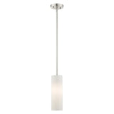 Livex 52130-91 Contemporary Modern One Light Mini Pendant from Meridian Collection in Pwt, Nckl, B/S, Slvr. Finish, Brushed Nickel