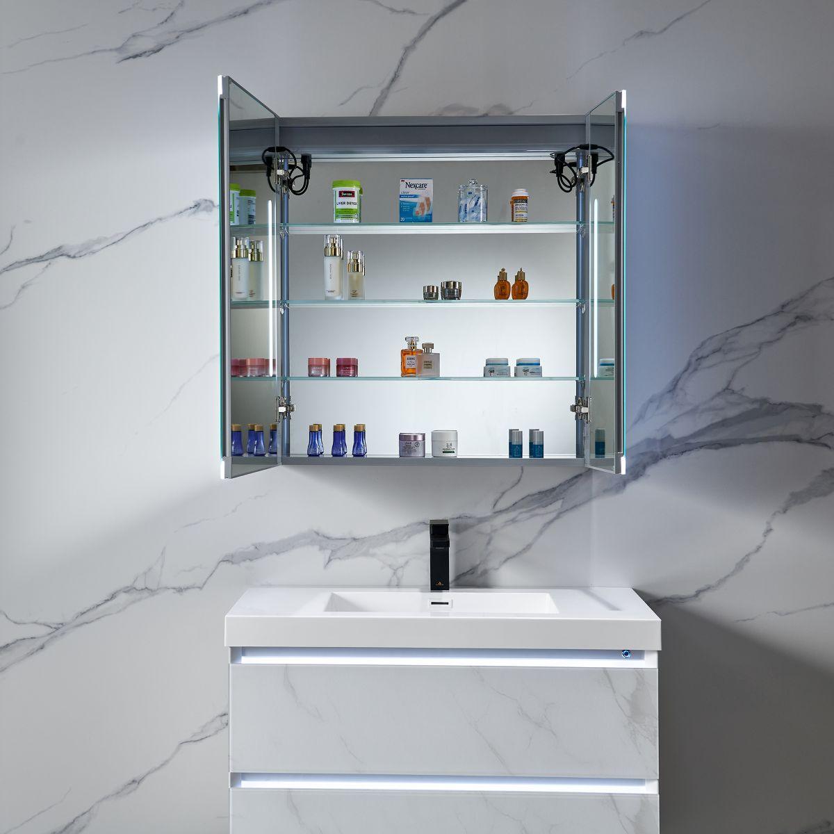 Capella LED Medicine Cabinet – Modern Vanity Mirror with Built-in Defogger and Touch Controls