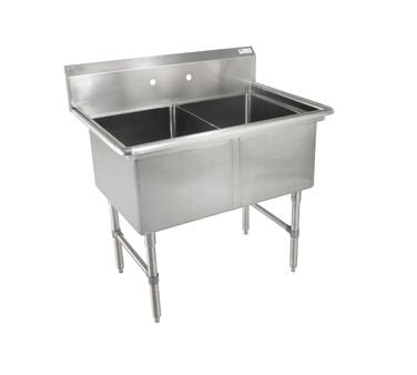 John Boos 2B184 B Series Stainless Steel Sink, 14" Deep Bowl, 2 Compartment, 41" Length x 23-1/2" Width