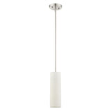Livex 52130-91 Contemporary Modern One Light Mini Pendant from Meridian Collection in Pwt, Nckl, B/S, Slvr. Finish, Brushed Nickel