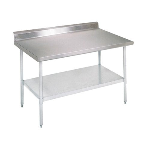 John Boos FBLGR5-3630 E Series Stainless Steel 430 Budget Work Table, Adjustable Undershelf, 5" Riser Top, Galvanized Legs, 36" Length x 30" Width