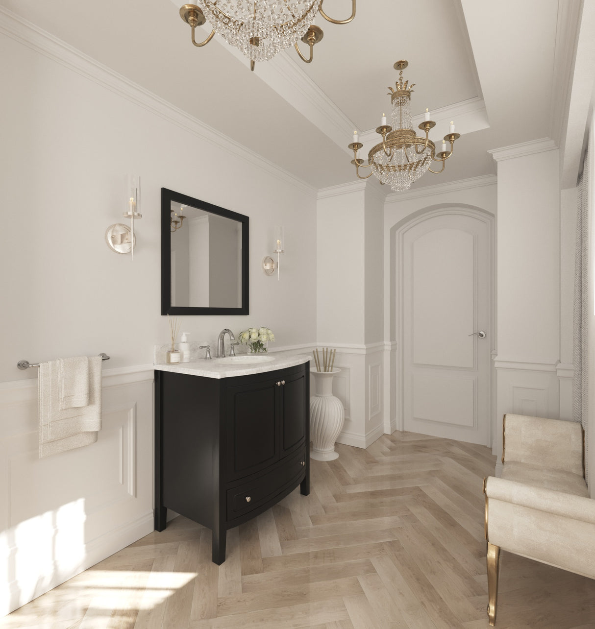 Estella 32" Espresso Bathroom Vanity with White Carrara Marble Countertop Laviva 3130709-32E-WC
