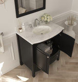 Estella 32" Espresso Bathroom Vanity with White Carrara Marble Countertop Laviva 3130709-32E-WC