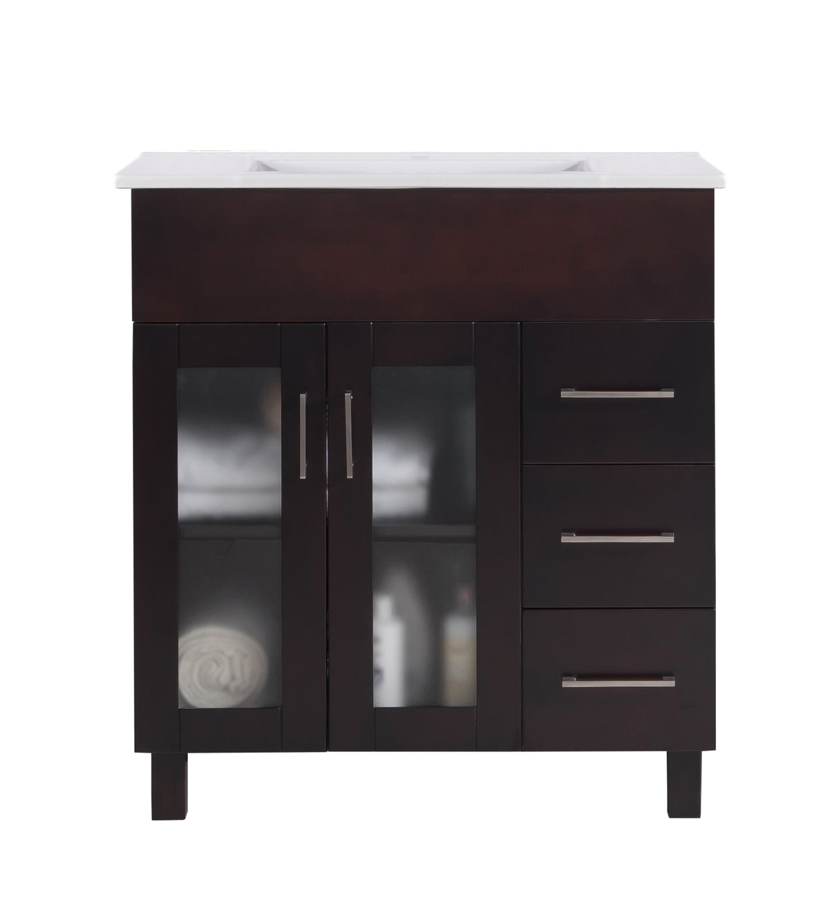 Nova 32" Brown Bathroom Vanity with White Ceramic Basin Countertop Laviva 31321529-32B-CB
