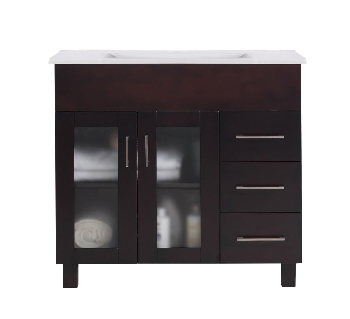Nova 36" Brown Bathroom Vanity with White Ceramic Basin Countertop Laviva 31321529-36B-CB