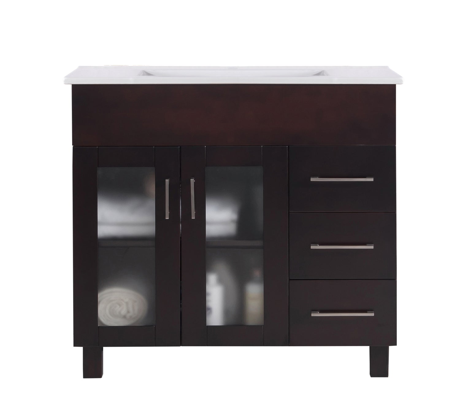 Nova 36" Brown Bathroom Vanity with White Ceramic Basin Countertop Laviva 31321529-36B-CB