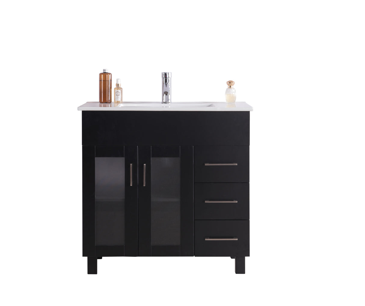 Nova 36" Espresso Bathroom Vanity with White Ceramic Basin Countertop Laviva 31321529-36E-CB