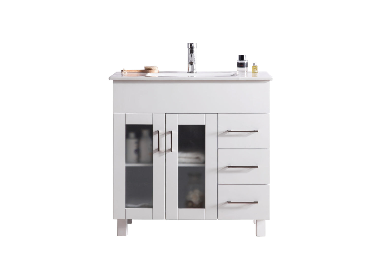 Nova 36" White Bathroom Vanity with White Ceramic Basin Countertop Laviva 31321529-36W-CB