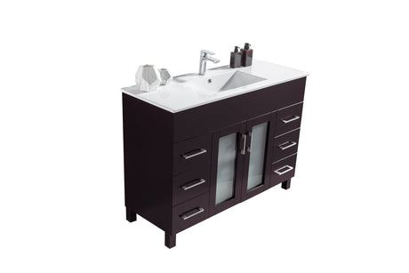 Nova 48" Brown Bathroom Vanity with White Ceramic Basin Countertop Laviva 31321529-48B-CB