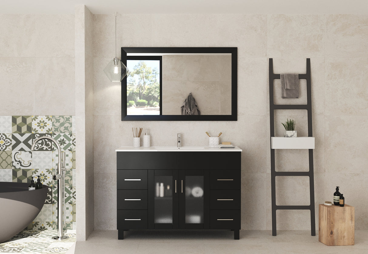 Nova 48" Espresso Bathroom Vanity with White Ceramic Basin Countertop Laviva 31321529-48E-CB