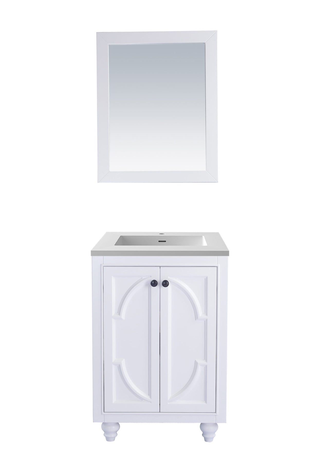 Odyssey 24" White Bathroom Vanity with Matte White VIVA Stone Solid Surface Countertop Laviva 313613-24W-MW