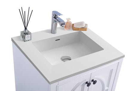Odyssey 24" White Bathroom Vanity with Matte White VIVA Stone Solid Surface Countertop Laviva 313613-24W-MW