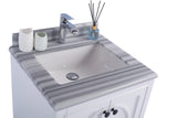 Odyssey 24" White Bathroom Vanity with White Stripes Marble Countertop Laviva 313613-24W-WS