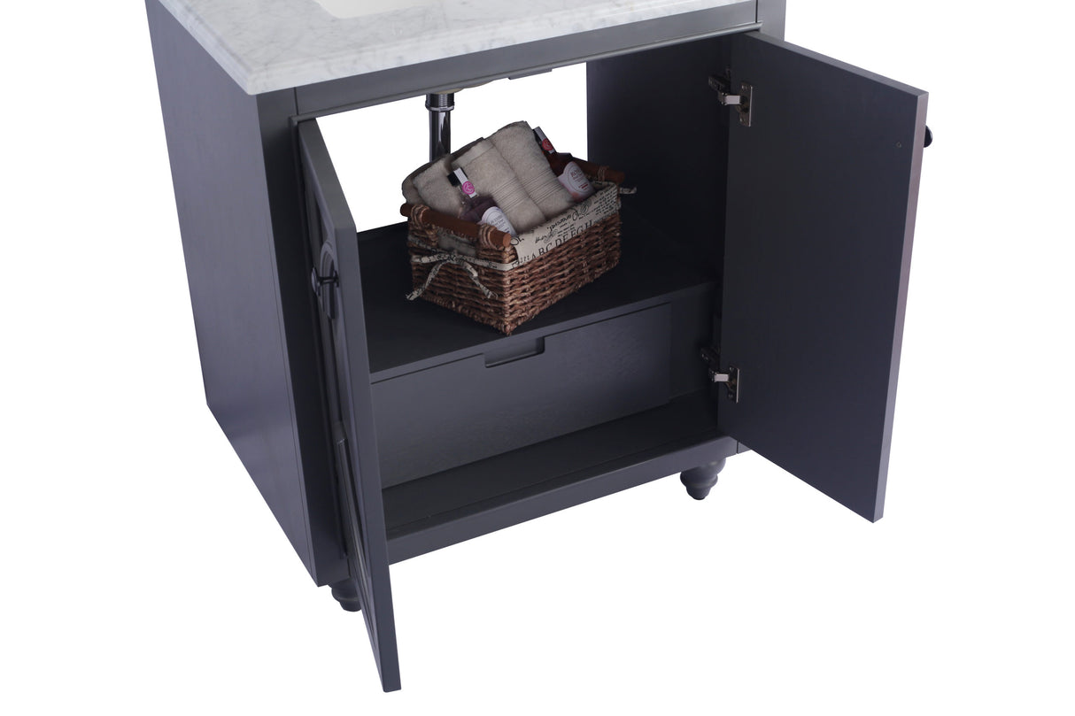 Odyssey 30" Maple Grey Bathroom Vanity with Black Wood Marble Countertop Laviva 313613-30G-BW
