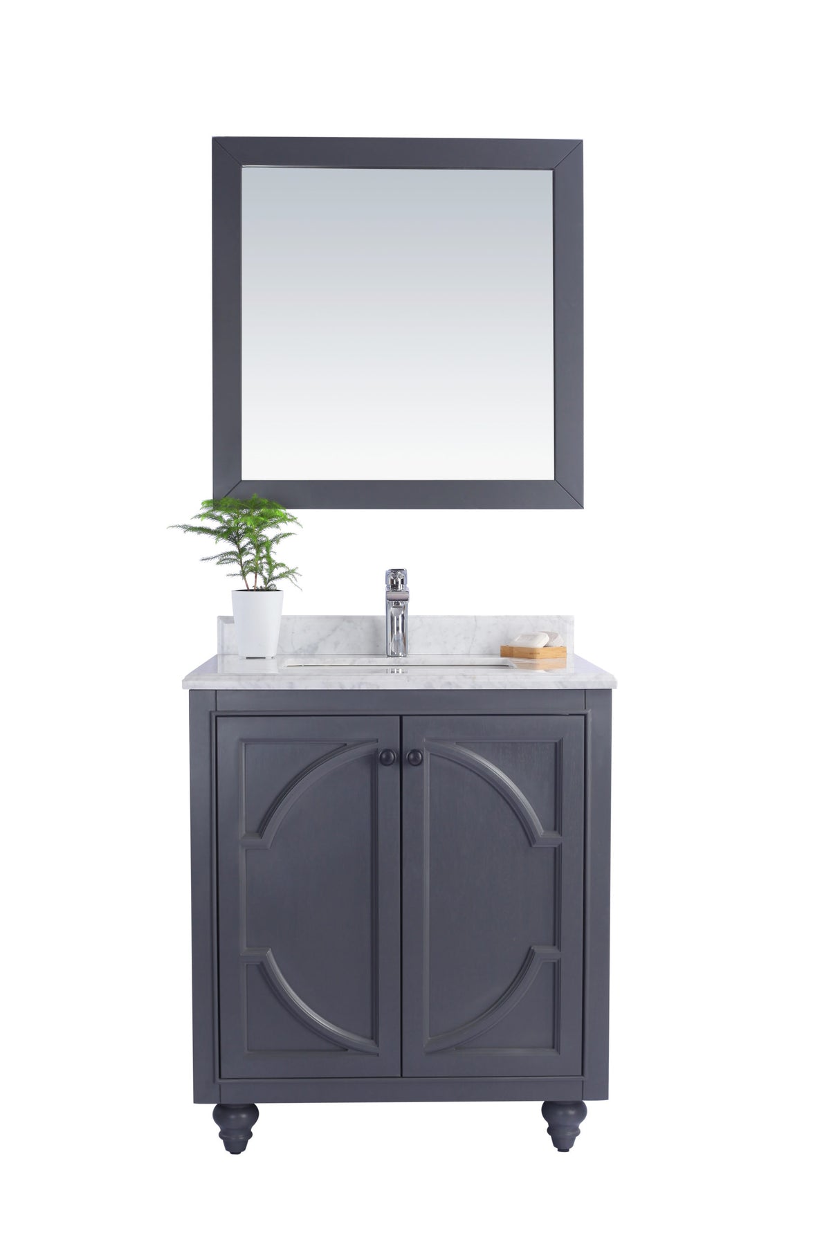 Odyssey 30" Maple Grey Bathroom Vanity with White Carrara Marble Countertop Laviva 313613-30G-WC