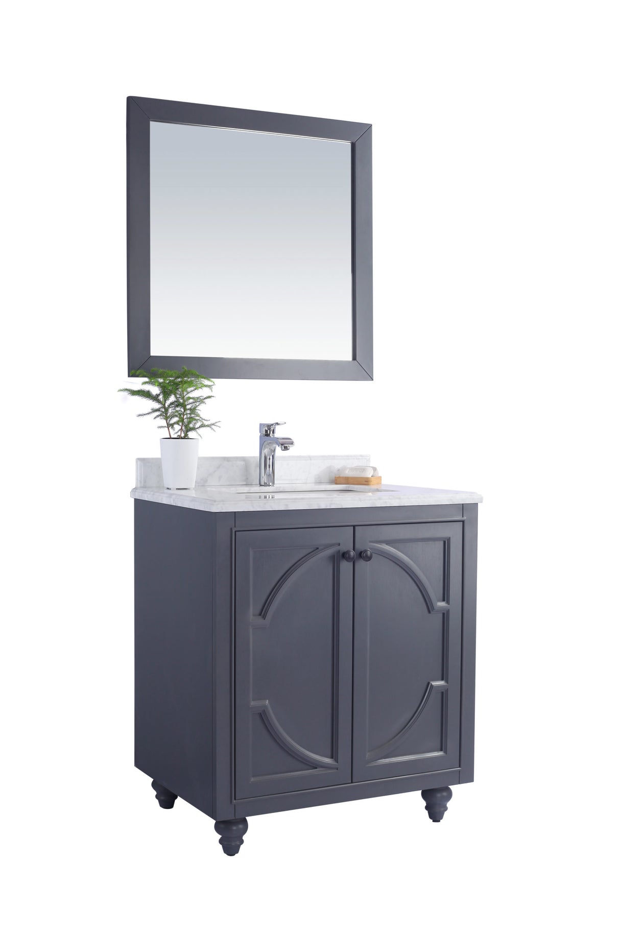 Odyssey 30" Maple Grey Bathroom Vanity with White Carrara Marble Countertop Laviva 313613-30G-WC