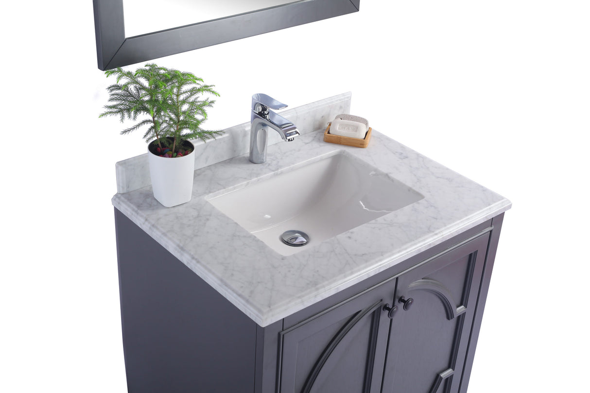 Odyssey 30" Maple Grey Bathroom Vanity with White Carrara Marble Countertop Laviva 313613-30G-WC