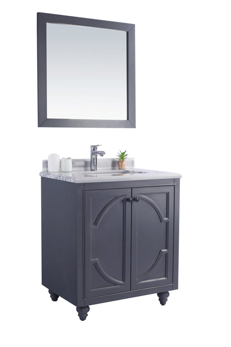 Odyssey 30" Maple Grey Bathroom Vanity with White Stripes Marble Countertop Laviva 313613-30G-WS