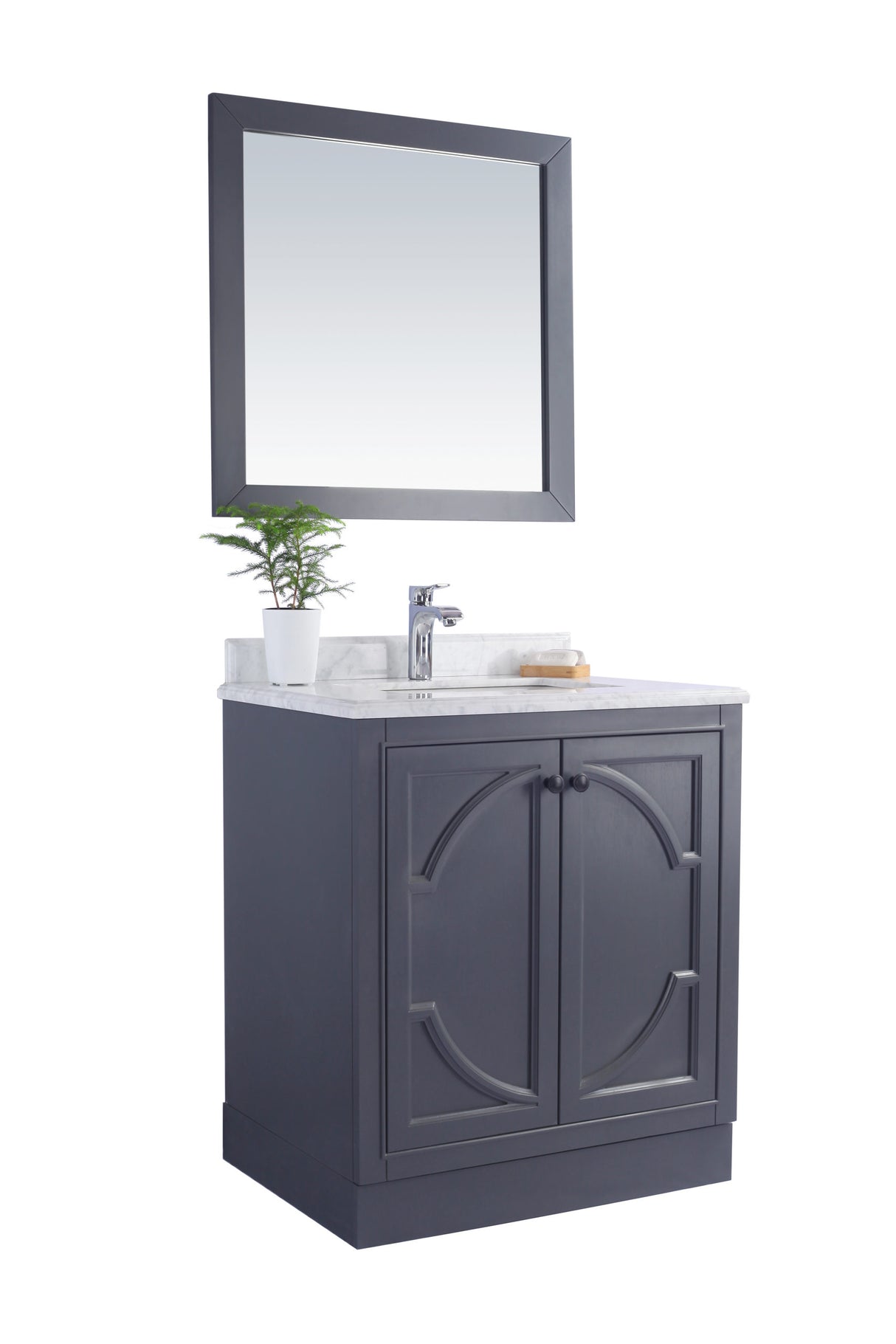 Odyssey 30" Maple Grey Bathroom Vanity with White Stripes Marble Countertop Laviva 313613-30G-WS