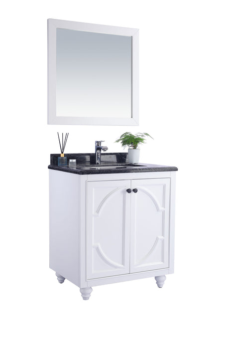 Odyssey 30" White Bathroom Vanity with Black Wood Marble Countertop Laviva 313613-30W-BW
