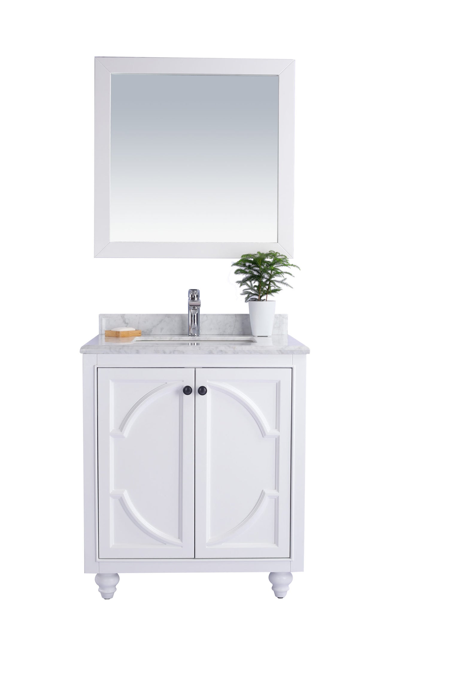 Odyssey 30" White Bathroom Vanity with White Carrara Marble Countertop Laviva 313613-30W-WC