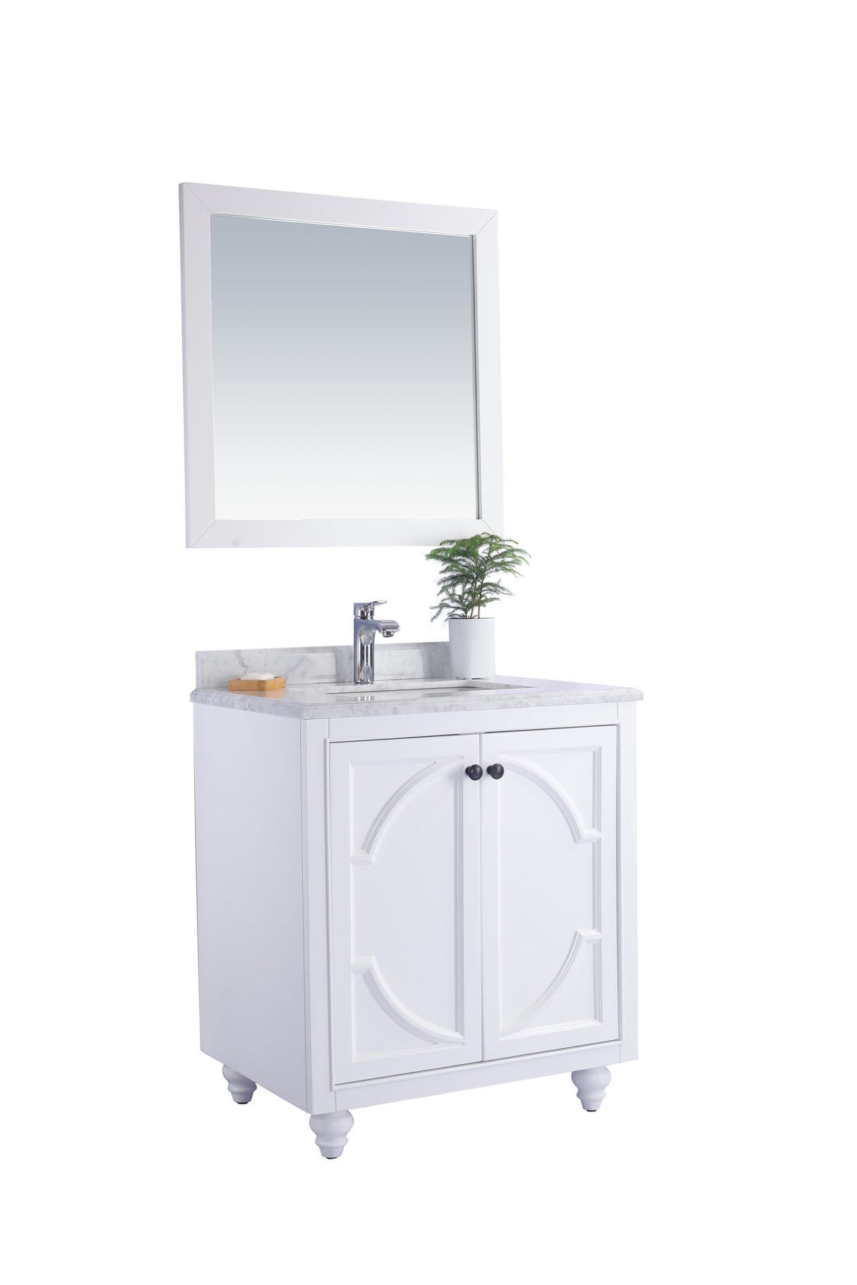 Odyssey 30" White Bathroom Vanity with White Carrara Marble Countertop Laviva 313613-30W-WC