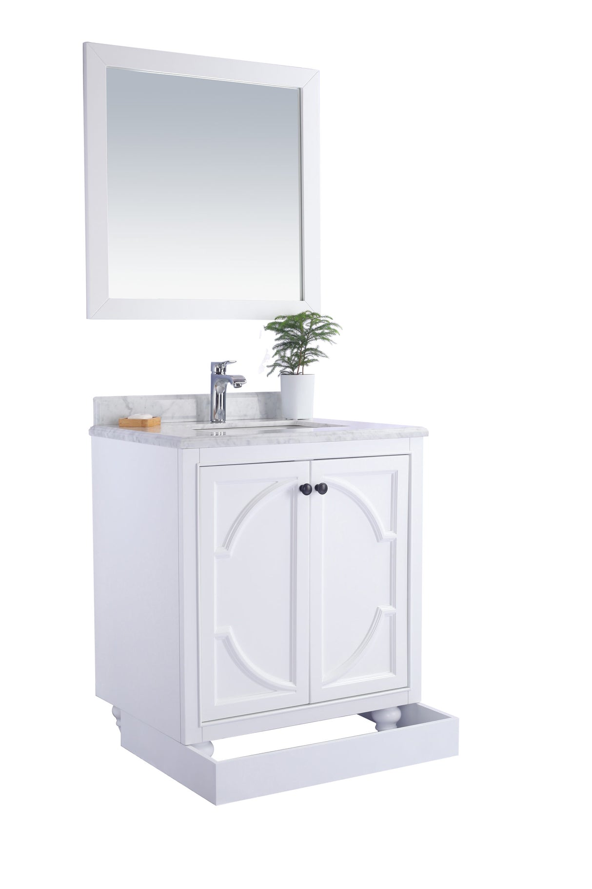 Odyssey 30" White Bathroom Vanity with White Stripes Marble Countertop Laviva 313613-30W-WS