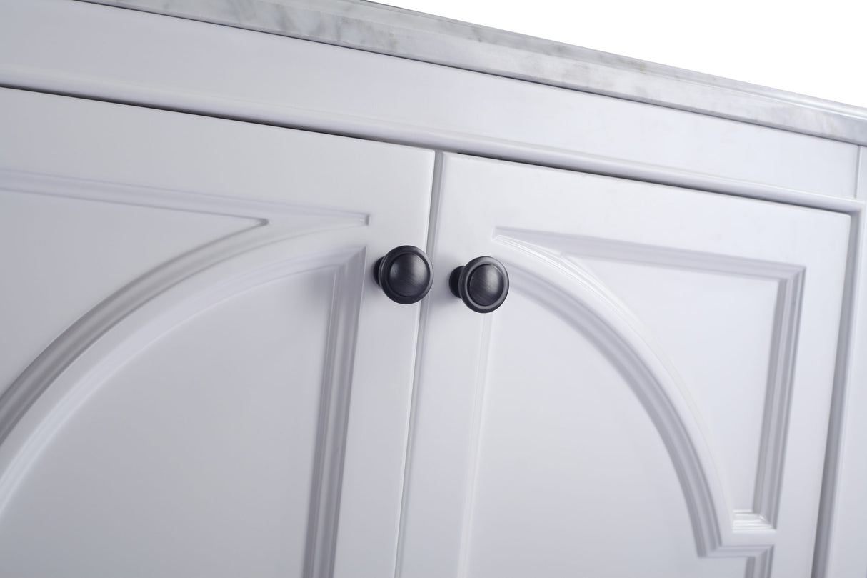 Odyssey 30" White Bathroom Vanity with White Stripes Marble Countertop Laviva 313613-30W-WS
