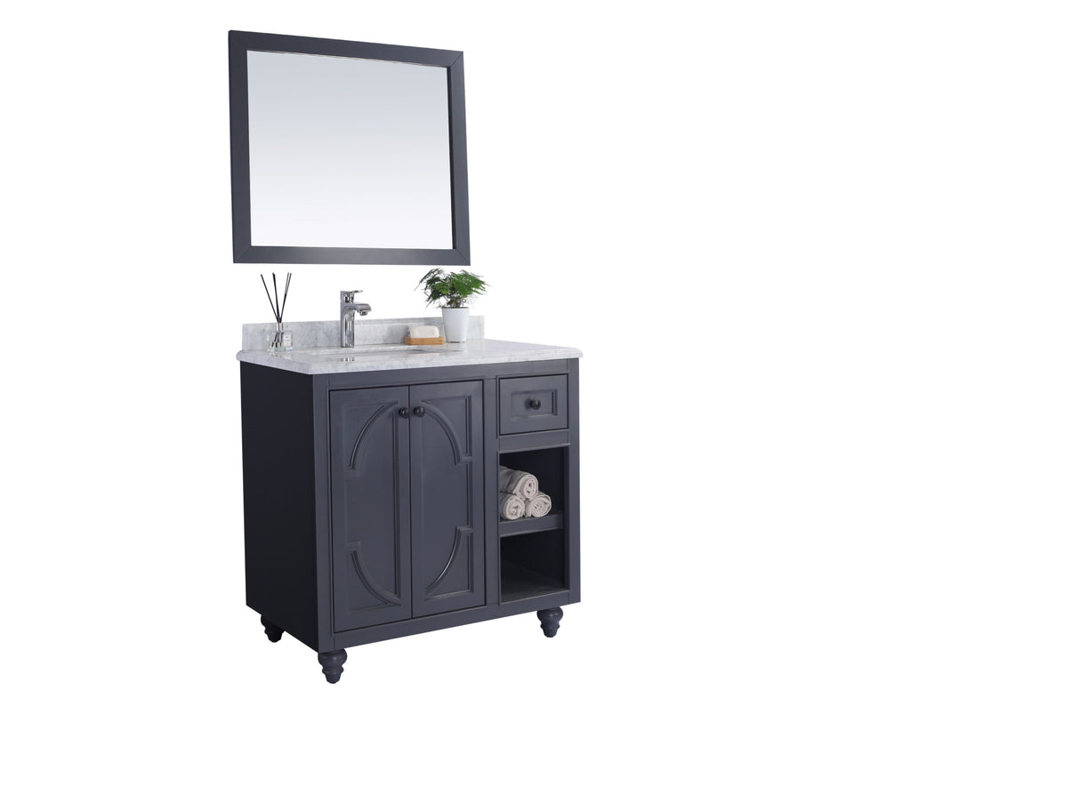 Odyssey 36" Maple Grey Bathroom Vanity with White Carrara Marble Countertop Laviva 313613-36G-WC