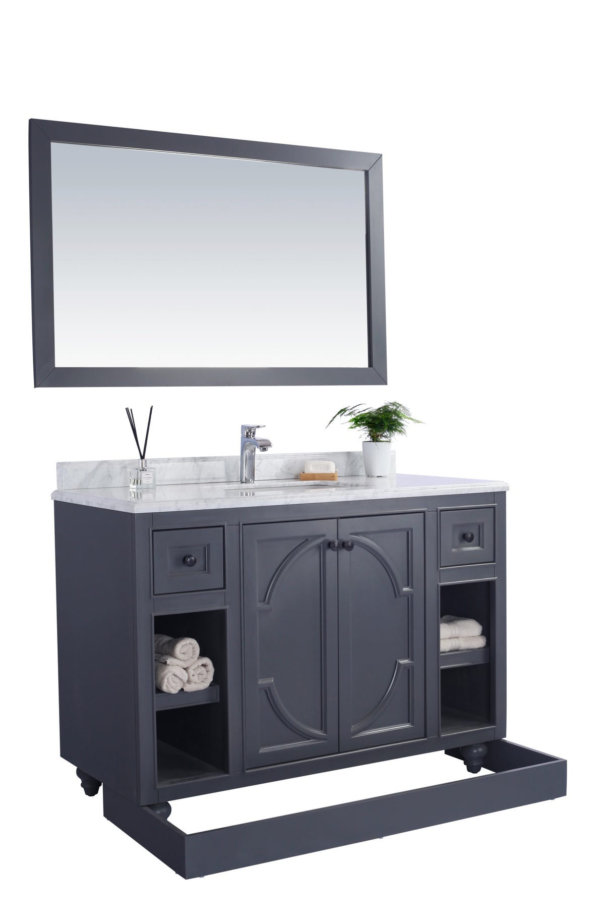 Odyssey 48" Maple Grey Bathroom Vanity with Matte White VIVA Stone Solid Surface Countertop Laviva 313613-48G-MW