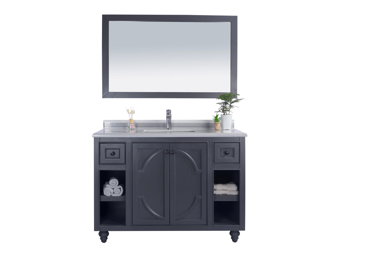 Odyssey 48" Maple Grey Bathroom Vanity with White Stripes Marble Countertop Laviva 313613-48G-WS
