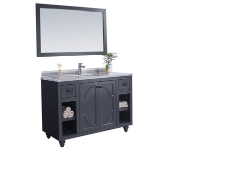 Odyssey 48" Maple Grey Bathroom Vanity with White Stripes Marble Countertop Laviva 313613-48G-WS