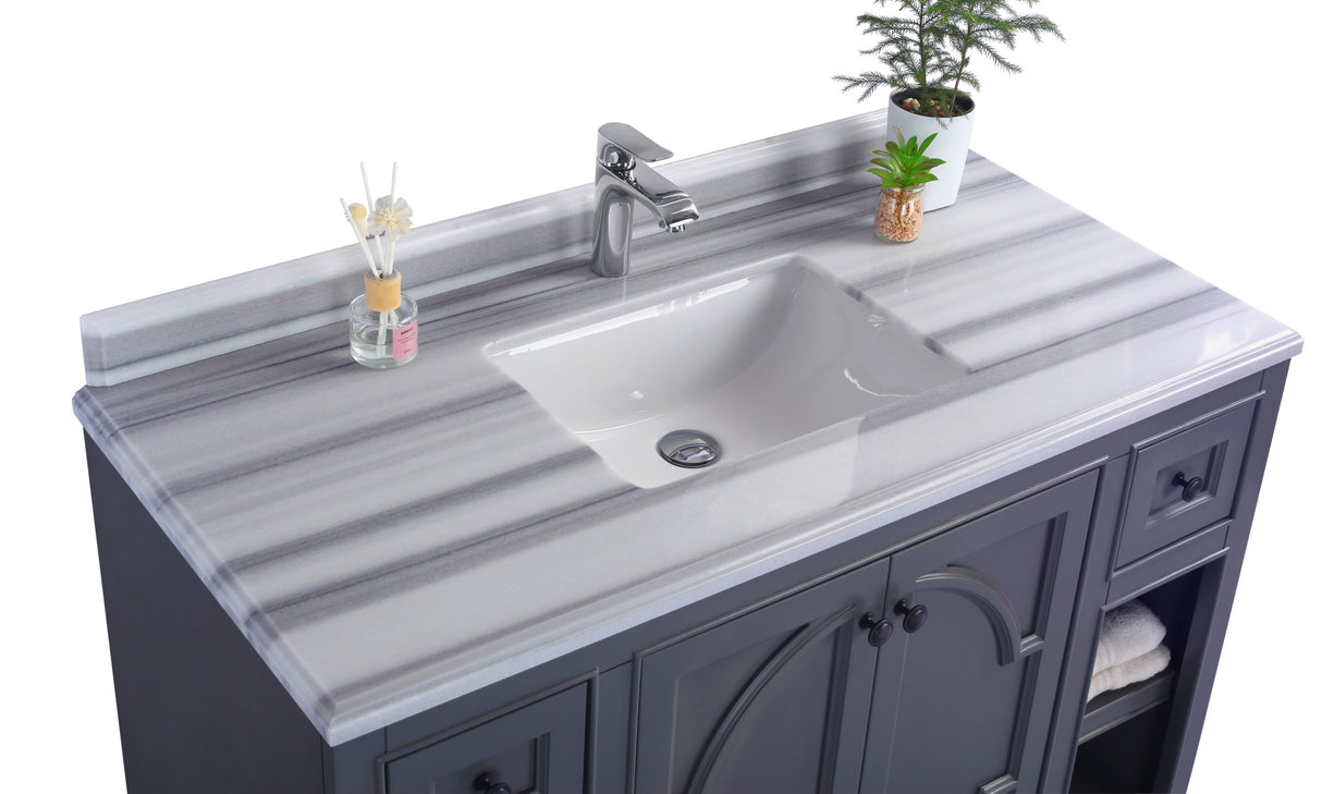 Odyssey 48" Maple Grey Bathroom Vanity with White Stripes Marble Countertop Laviva 313613-48G-WS