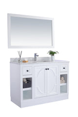 Odyssey 48" White Bathroom Vanity with White Carrara Marble Countertop Laviva 313613-48W-WC