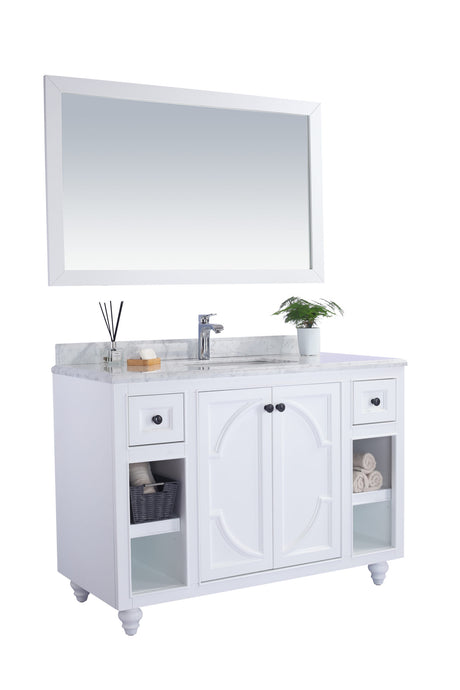 Odyssey 48" White Bathroom Vanity with White Carrara Marble Countertop Laviva 313613-48W-WC